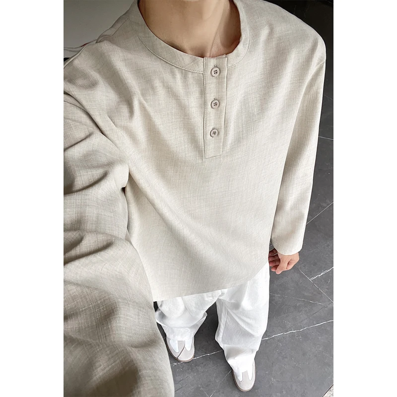 Embellish Knit - Мужская повседневная рубашка-хенли из искусственного льна