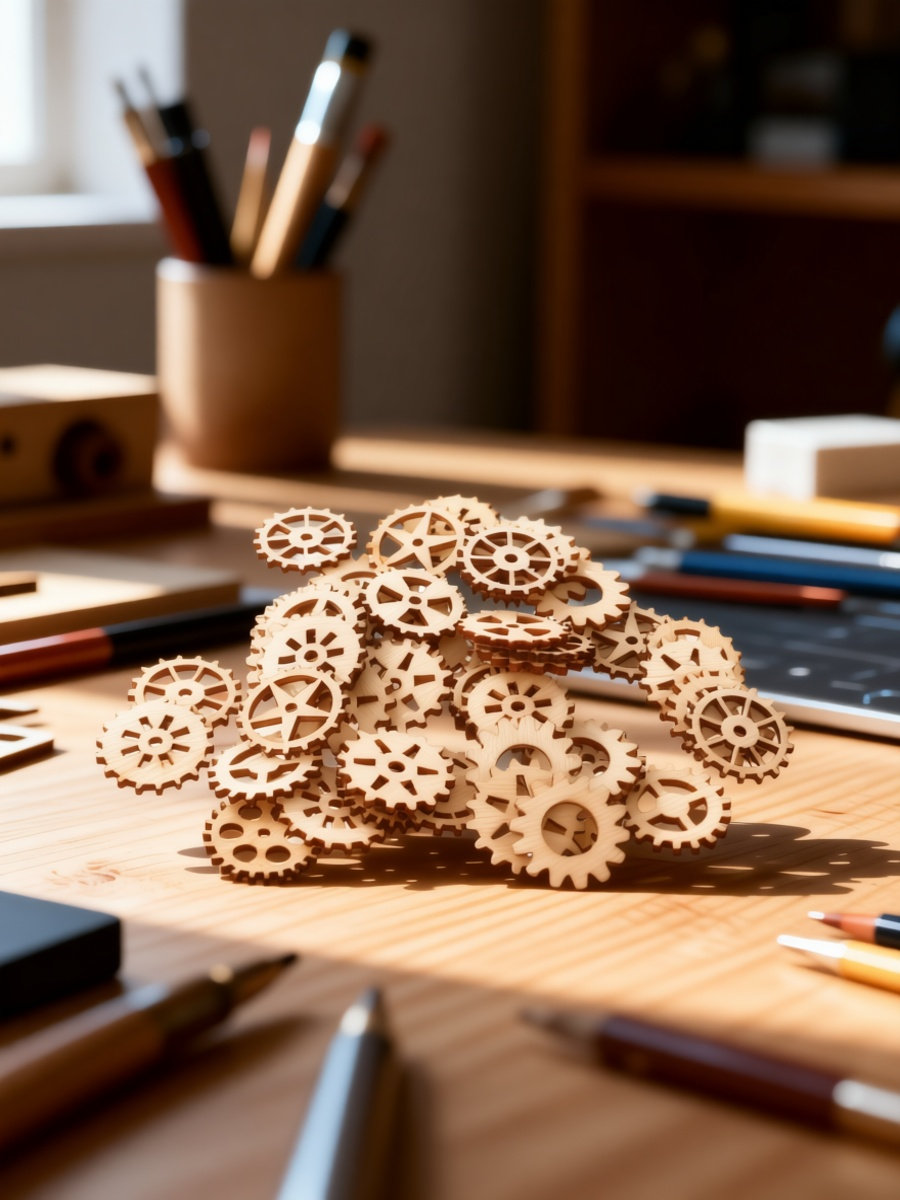 Craft Embellishments - 100 шт. деревянных шестеренок для рукоделия,
