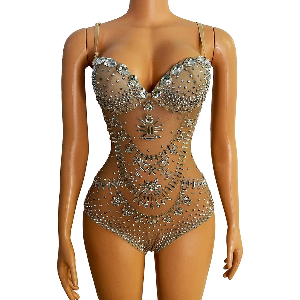 Женское боди, яркое серебристо – обзор и цена Rhinestone Banding Trim