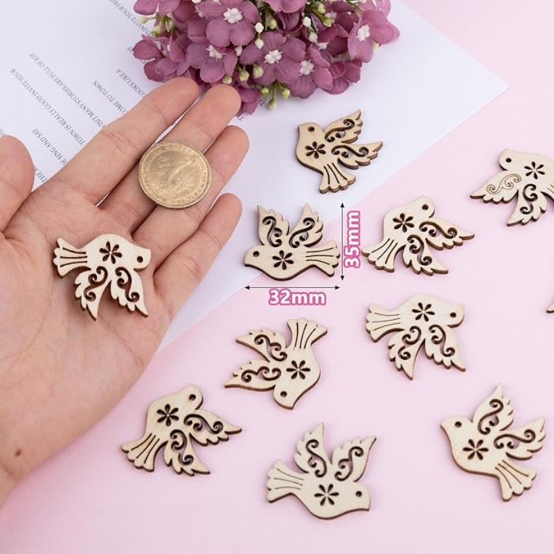 50 шт. неокрашенных деревянных – обзор и цена Craft Embellishments