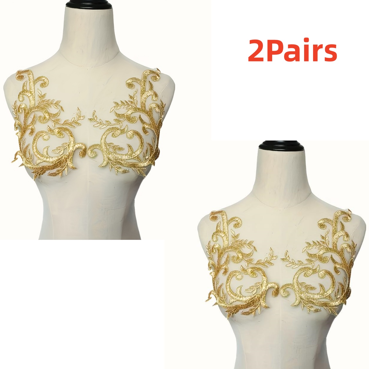 2 пары золотых кружевных аппли – обзор и цена Applique Patch Flower