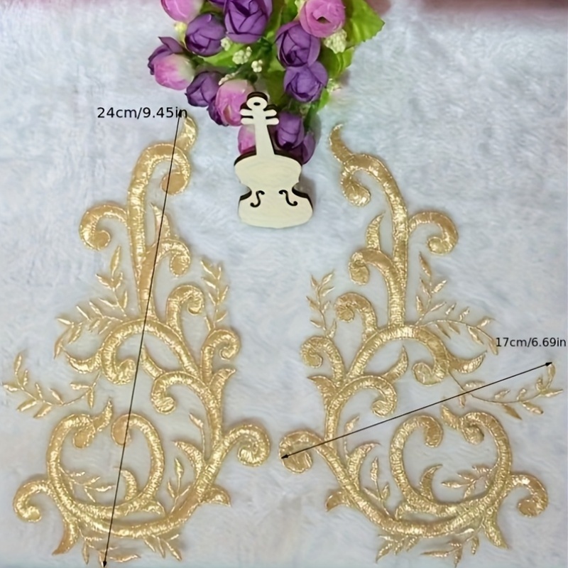 2 пары золотых кружевных аппли – обзор и цена Applique Patch Flower
